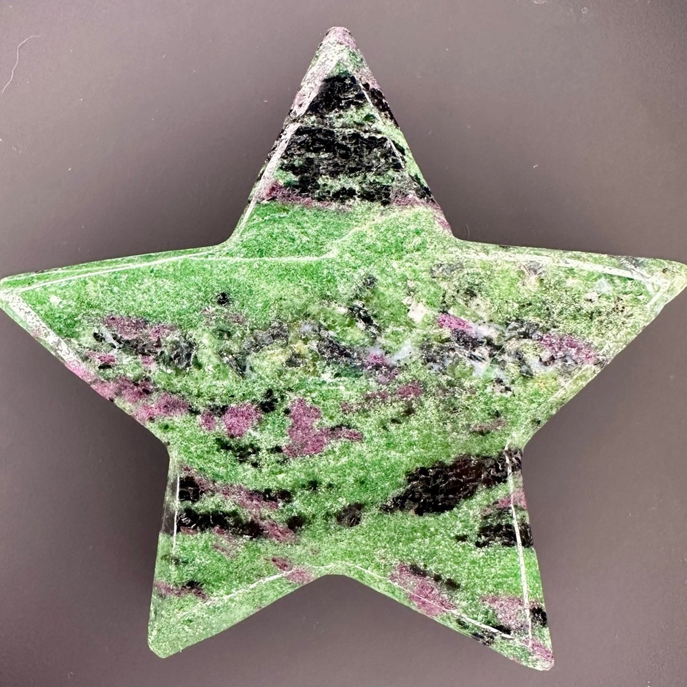 Ruby Zoisite Star Carving • 303g • Natural Crystal ⭐️Large⭐️